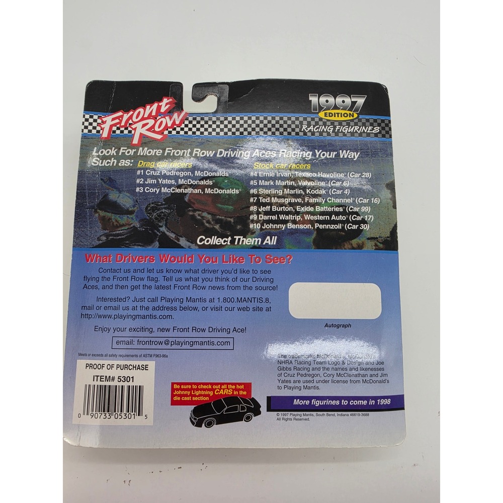Front Row 1997 Cory McClenathan McDonalds Drag Racing Action Figure Johnny Light - Picture 12 of 12